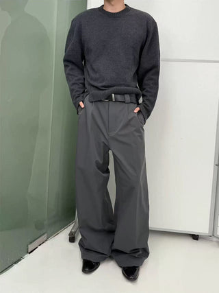 NFAI Slit Knit Jumper-Charcoal Gray