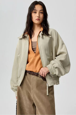 Simple Project Boxy Nylon Jacket-Beige