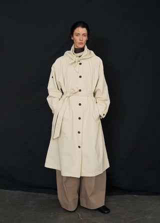 BALIANG Enzyme Scarf Trench Coat-Ivory