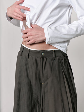 KILLWHY Palm Leaf Pleated Pants-Sage