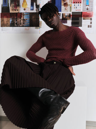 KILLWHY Palm Leaf Pleated Pants-Red