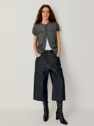OPICLOTH Wide Waistband Cropped Jeans