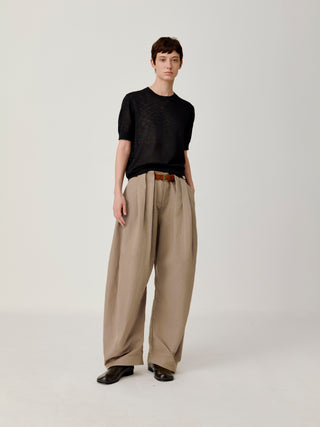 OPICLOTH Slub Knit T-Shirt-Black