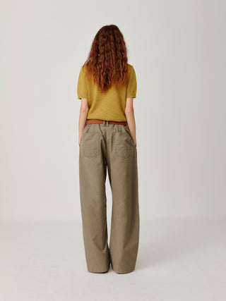 OPICLOTH Slub Knit T-Shirt-Mustard