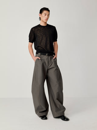 OPICLOTH Slub Knit T-Shirt-Black