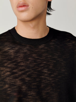 OPICLOTH Slub Knit T-Shirt-Black