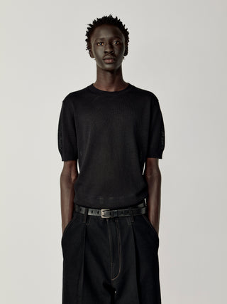 OPICLOTH Slub Knit T-Shirt-Black