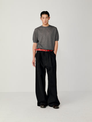 OPICLOTH Slub Knit T-Shirt-Gray