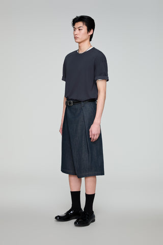 OPICLOTH Asymmetrical Fly Denim Shorts