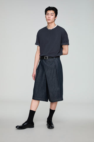 OPICLOTH Asymmetrical Fly Denim Shorts