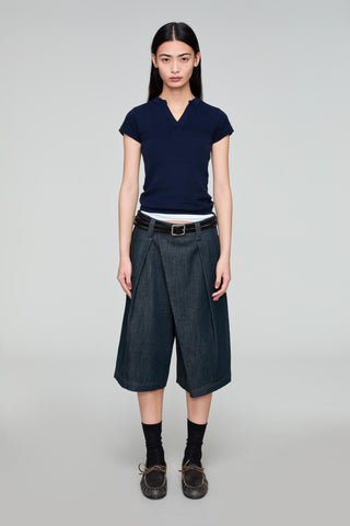 OPICLOTH Asymmetrical Fly Denim Shorts