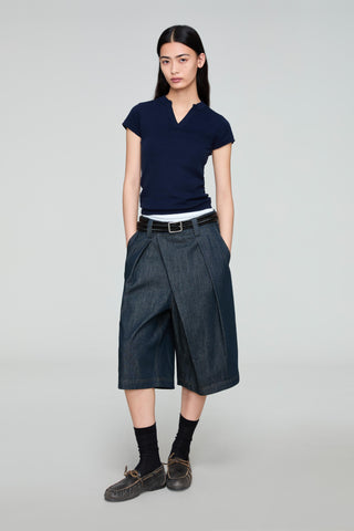 OPICLOTH Asymmetrical Fly Denim Shorts