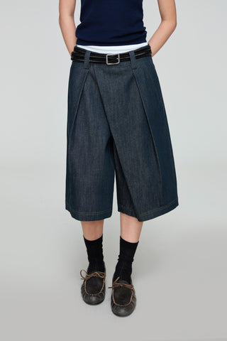 OPICLOTH Asymmetrical Fly Denim Shorts