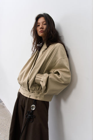 BALIANG Pleated Wrap Jacket-Beige
