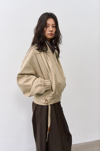 BALIANG Pleated Wrap Jacket-Beige