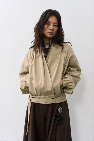 BALIANG Pleated Wrap Jacket-Beige