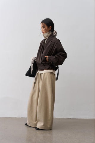 BALIANG Pleated Wrap Jacket-Brown