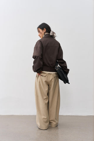 BALIANG Pleated Wrap Jacket-Brown