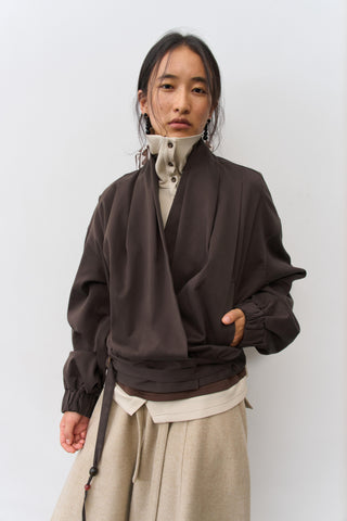 BALIANG Pleated Wrap Jacket-Brown