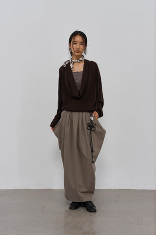 BALIANG Cocoon Pleated Skirt-Khaki