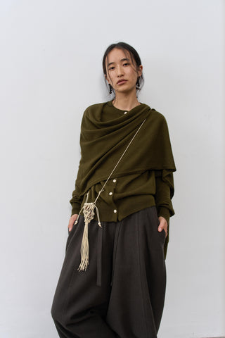 BALIANG Tent Wool Cardigan-Iris Green