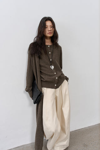 BALIANG Tent Wool Cardigan-Brown