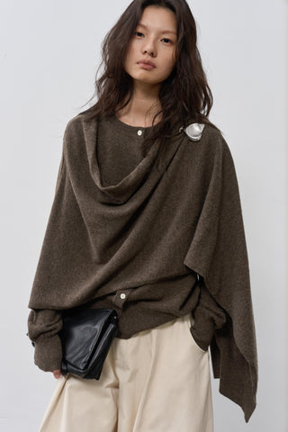 BALIANG Tent Wool Cardigan-Brown