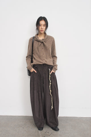 Baliang Brushed Balloon Pants-Wood Brown