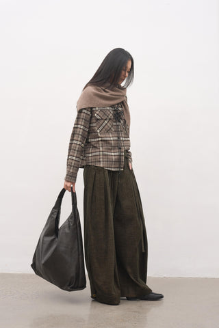 Baliang Brushed Balloon Pants-Wood Brown