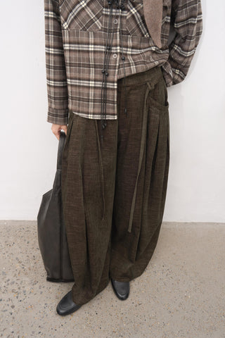 Baliang Brushed Balloon Pants-Wood Brown