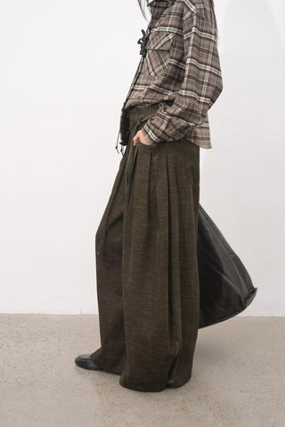 Baliang Brushed Balloon Pants-Wood Brown