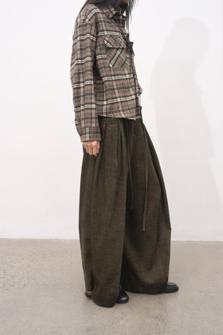 Baliang Brushed Balloon Pants-Wood Brown