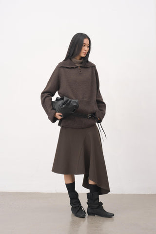 Baliang Ribbed Wool Blend Sweater-Ebony Brown