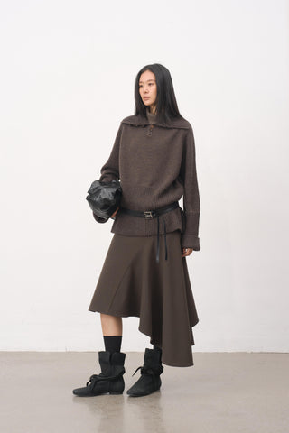 Baliang Ribbed Wool Blend Sweater-Ebony Brown