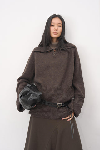 Baliang Ribbed Wool Blend Sweater-Ebony Brown