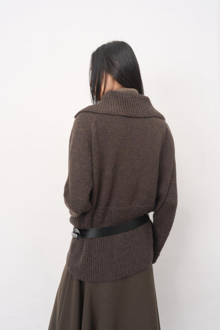 Baliang Ribbed Wool Blend Sweater-Ebony Brown