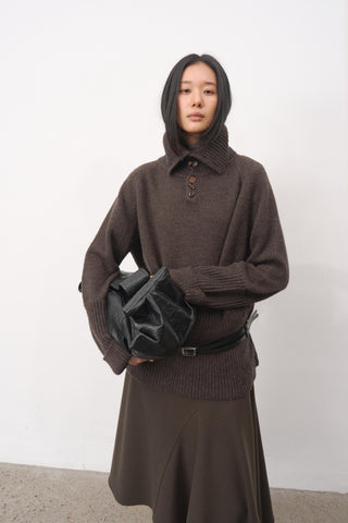 Baliang Ribbed Wool Blend Sweater-Ebony Brown