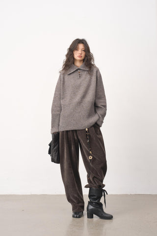 Baliang Ribbed Wool Blend Sweater-Gray