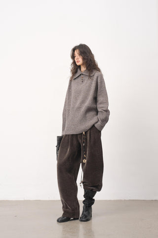 Baliang Ribbed Wool Blend Sweater-Gray
