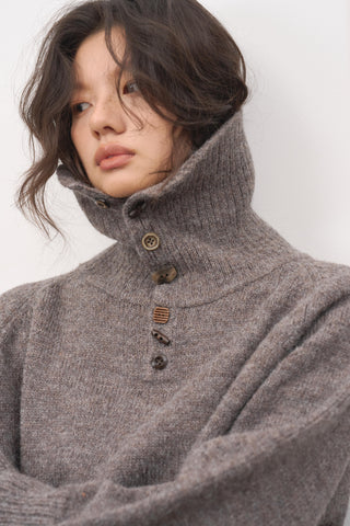Baliang Ribbed Wool Blend Sweater-Gray