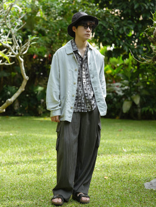 LANSYINLI Bubble Hemp Relaxed Overshirt