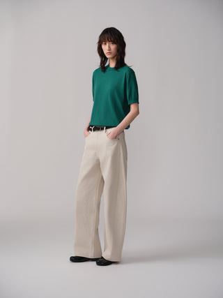 OPICLOTH Cotton-Linen Curved Pants