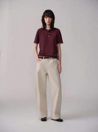 OPICLOTH Cotton-Linen Curved Pants