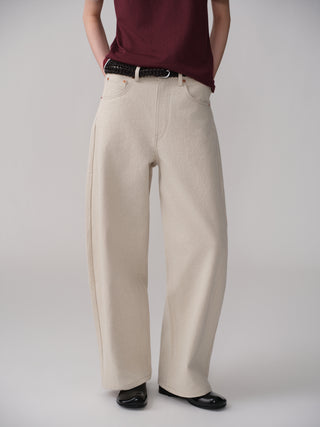 OPICLOTH Cotton-Linen Curved Pants