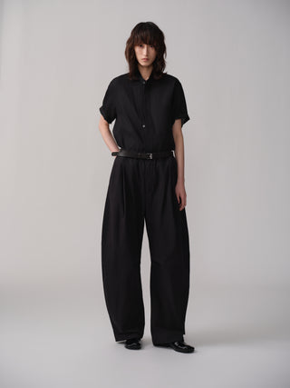 OPICLOTH Relaxed Band Collar Shirt-Black