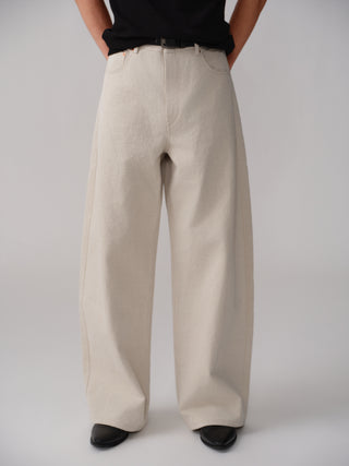 OPICLOTH Cotton-Linen Curved Pants
