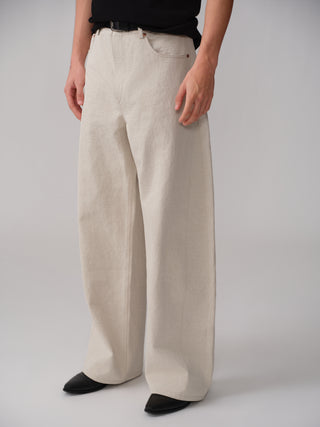 OPICLOTH Cotton-Linen Curved Pants