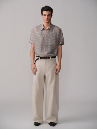 OPICLOTH Plaid Spread Collar Shirt