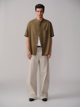 OPICLOTH Cotton-Linen Curved Pants