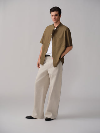OPICLOTH Cotton-Linen Curved Pants